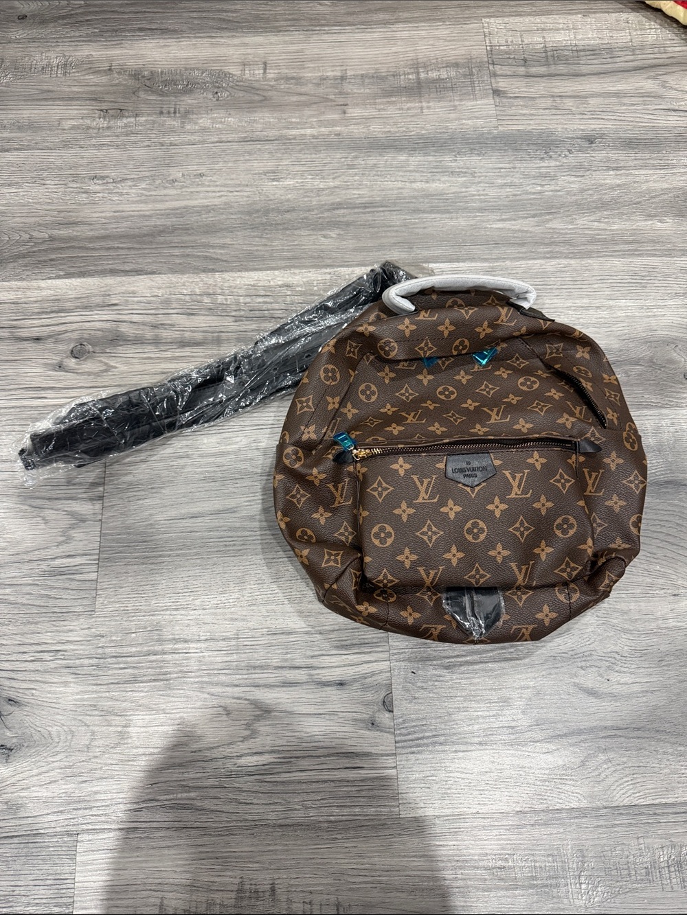 Louis Vuitton Brown Monogram Compact Backpack with Blue Accents